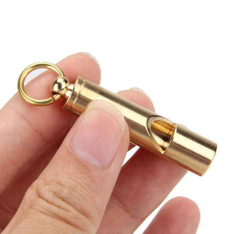 Brass Whistle Keychain Camping Hiking Travel Kit EDC Emergency Survival Aid Whistle 10MM Outdoor First Aid Tool Diameter